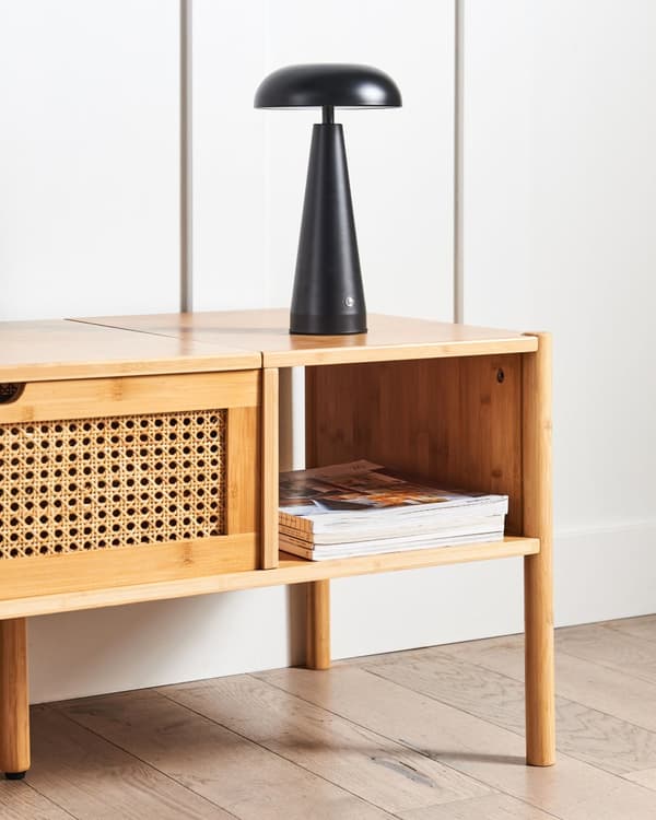 Bordlampe sort jern indendørs trådløs lysdæmper hjemmelys moderne design