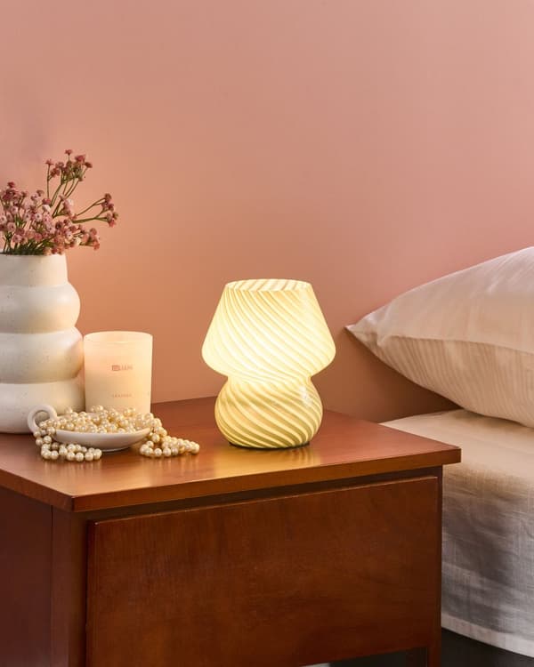 Bordlampe Sengelampe Grønn Glass Rund Sokkel Moderne Design med Kabel