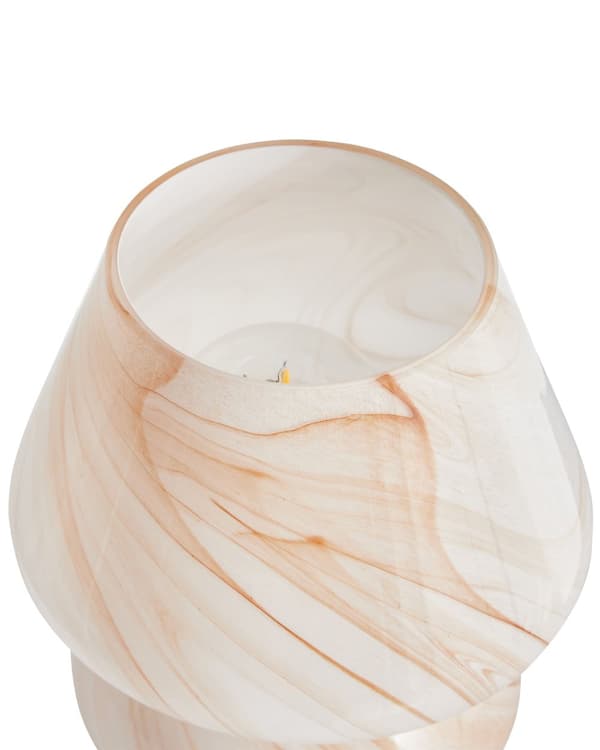 Bordlampe Sengelampe Beige Glass Rund Sokkel Moderne Design med Kabel