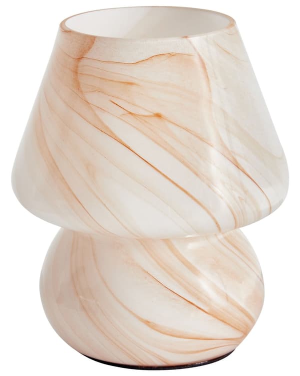 Bordlampe Sengelampe Beige Glass Rund Sokkel Moderne Design med Kabel
