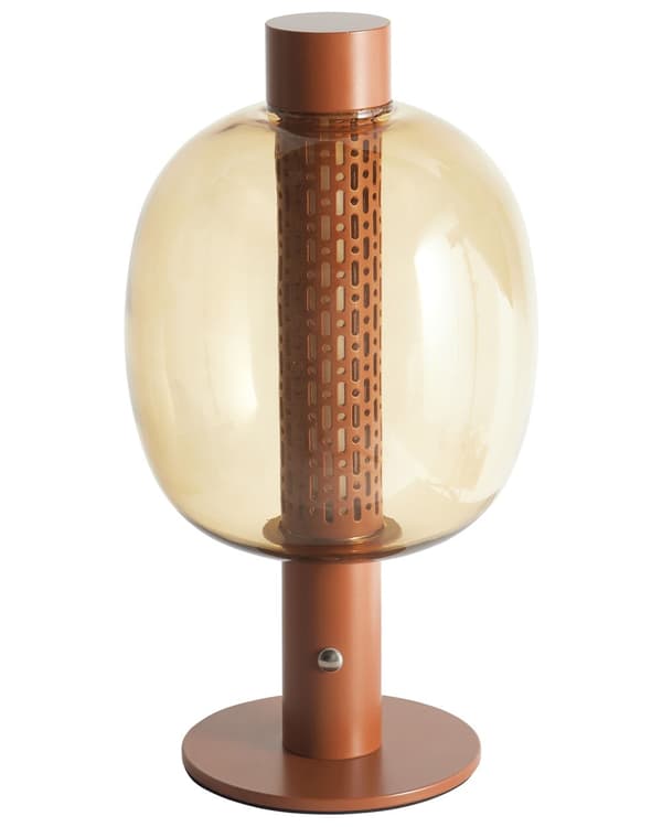 Bordlampe Brun LED Trådløs Aluminium Glassskjerm Innendørs Moderne Design