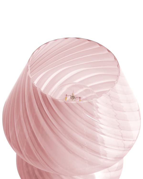 Bordlampe Sengelampe Rosa Glass Rund Sokkel Moderne Design med Kabel