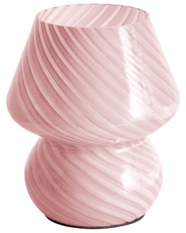 Bordlampe Sengelampe Rosa Glass Rund Sokkel Moderne Design med Kabel