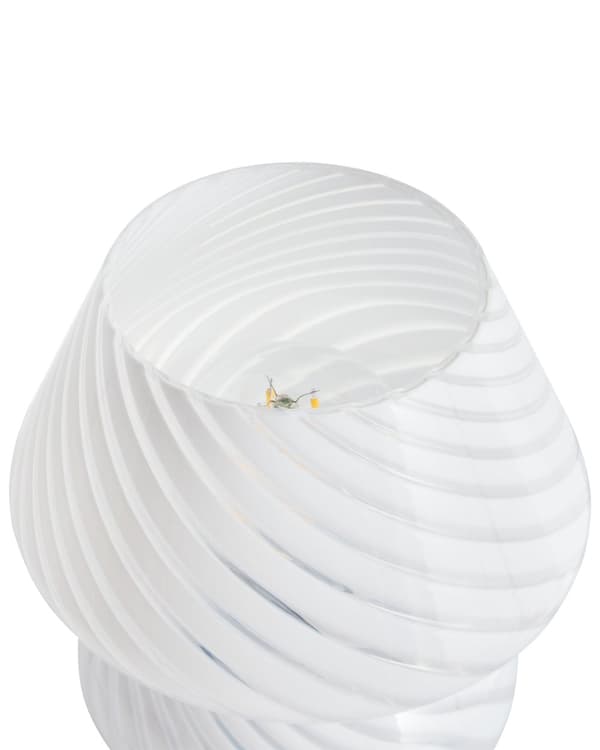 Bordlampe Sengelampe Hvit Glass Rund Sokkel Moderne Design med Kabel