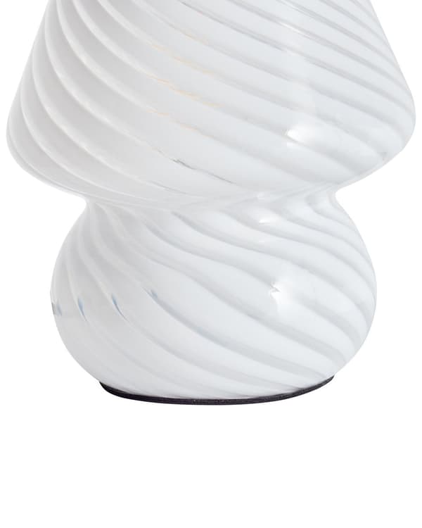 Bordlampe Sengelampe Hvit Glass Rund Sokkel Moderne Design med Kabel