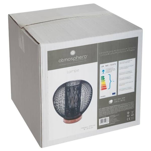 Trådbunden lampa - ATMOSPHERA - E27 - 40 W - H. 27,5 cm - Svart