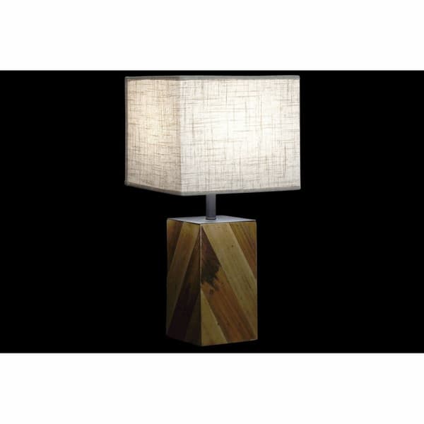 Bordslampa DKD Home Decor 25,5 x 25,05 x 52 cm Gran Naturell Beige Metall Kräm 220 V 60 W 25 x 25 x 21 cm (2 antal)