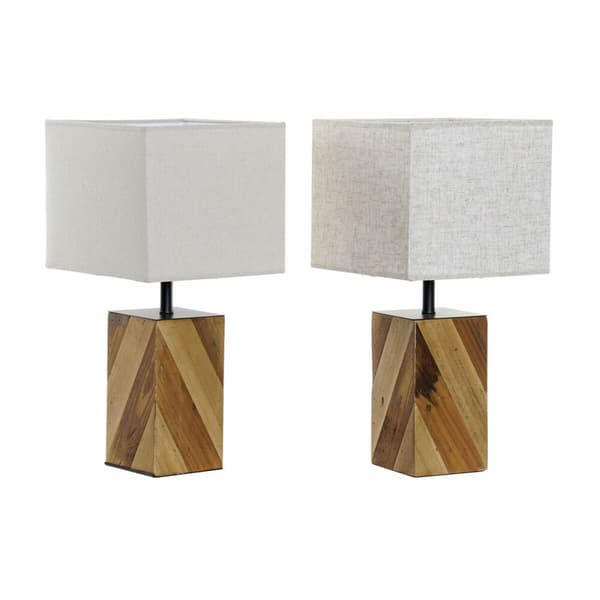 Bordslampa DKD Home Decor 25,5 x 25,05 x 52 cm Gran Naturell Beige Metall Kräm 220 V 60 W 25 x 25 x 21 cm (2 antal)