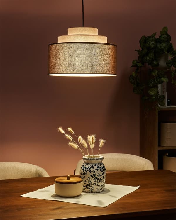Pendellampe Brun Linskjerm Geometrisk design Moderne stil Belysning Hengelampe