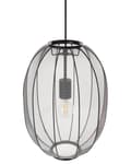 Miniatyrbillede 5 af 10: Pendel Lampe Sort Stof ø 30 cm Rispapirlampe Oval Hængelampe Ribbet Lampeskærm Loftpendel over Spisebord Hængelys Spisebordslampe Design