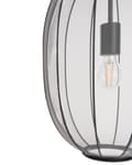 Miniatyrbillede 7 af 10: Pendel Lampe Sort Stof ø 30 cm Rispapirlampe Oval Hængelampe Ribbet Lampeskærm Loftpendel over Spisebord Hængelys Spisebordslampe Design
