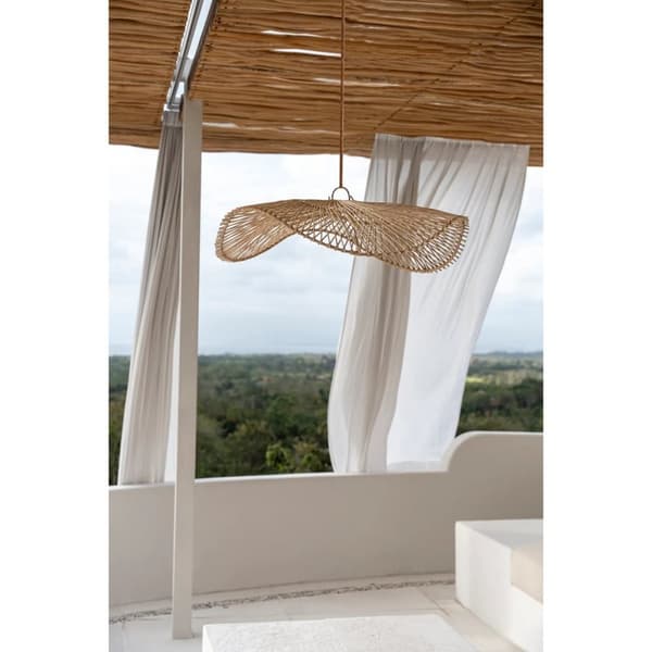 Rootz Chapeau Pendel - Rattan Lampeskærm - Naturligt loftslys - Varm Glød - 75 cm x 75 cm x 20 cm