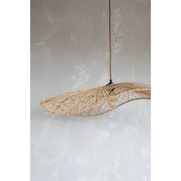 Rootz Chapeau Pendel - Rattan Lampeskærm - Naturligt loftslys - Varm Glød - 75 cm x 75 cm x 20 cm