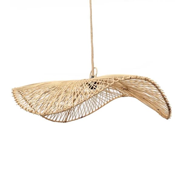 Rootz Chapeau Pendel - Rattan Lampeskærm - Naturligt loftslys - Varm Glød - 75 cm x 75 cm x 20 cm
