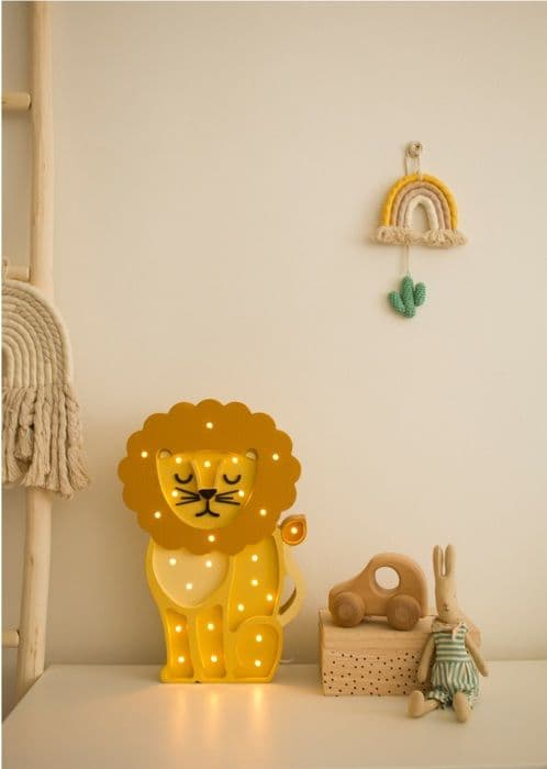 LION-Lampa att ställa LED Lejon H36cm Gul afrikansk Little Lights