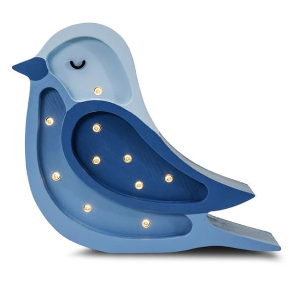 FÅGEL MINI-Bordslampa LED Fågel H20cm blå denim Little Lights