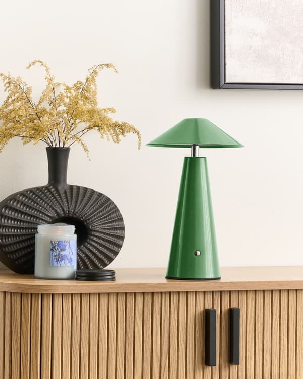 Bordlampe grøn LED trådløs jern indendørs champignon moderne minimalistisk stil