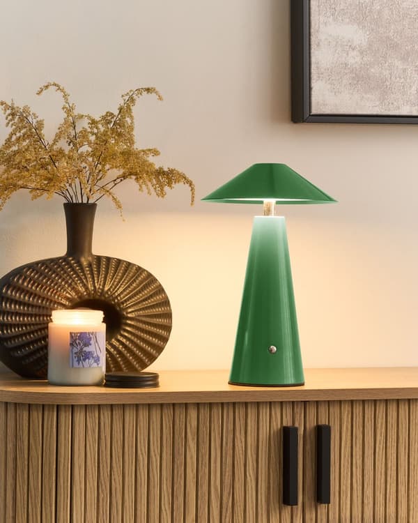 Bordlampe grøn LED trådløs jern indendørs champignon moderne minimalistisk stil
