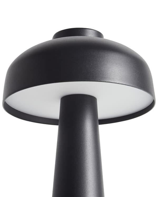 Bordlampe sort LED-lampe trådløs jern indendørs champignon moderne design