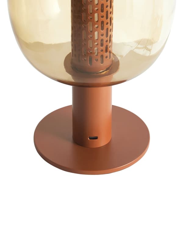 Bordlampe Brun LED Trådløs Aluminium Glasskærm Indendørs Moderne Design