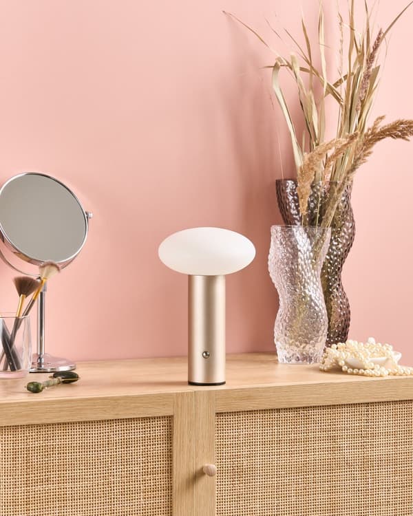 Bordlampe guld LED trådløs lampe jern PE indendørs champignon moderne design
