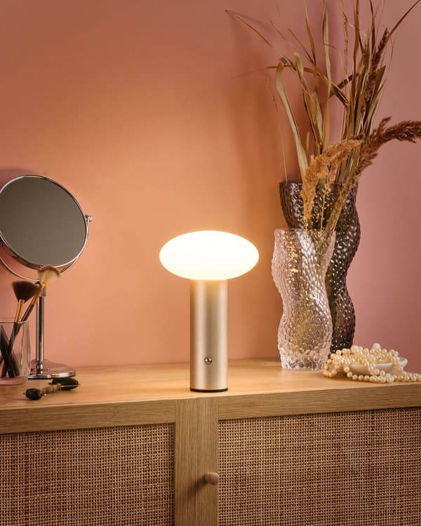 Bordlampe guld LED trådløs lampe jern PE indendørs champignon moderne design