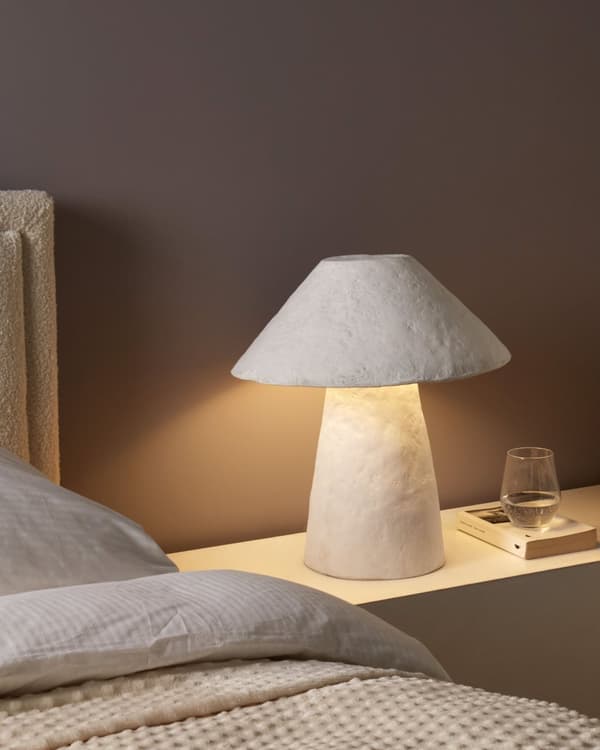 Bordlampe Hvidt papmachéler 39 cm Håndlavet Moderne stil Belysning Natlampe