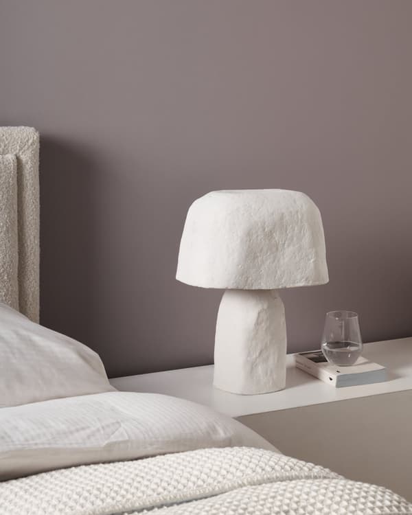 Bordlampe Hvidt papmachéler 43 cm Håndlavet Moderne stil Belysning Natlampe