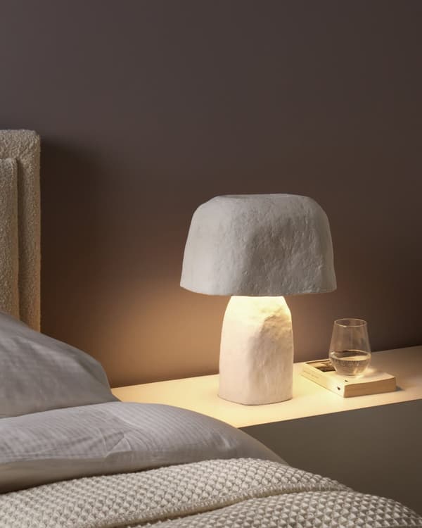 Bordlampe Hvidt papmachéler 43 cm Håndlavet Moderne stil Belysning Natlampe