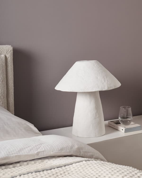 Bordlampe Hvit Pappmasjé Leire 39 cm Håndlaget Moderne stil Belysning Nattlampe