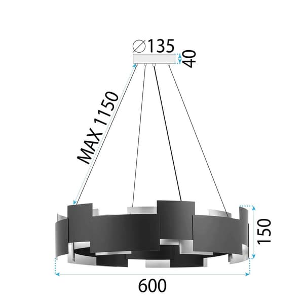 RIIPPUVA KATTOVALAISIN TOOLIGHT APP1561-6CP BLACK