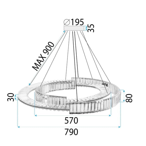 RIIPPUVA KATTOVALAISIN TOOLIGHT LED APP1525-CP60/80 CHROME