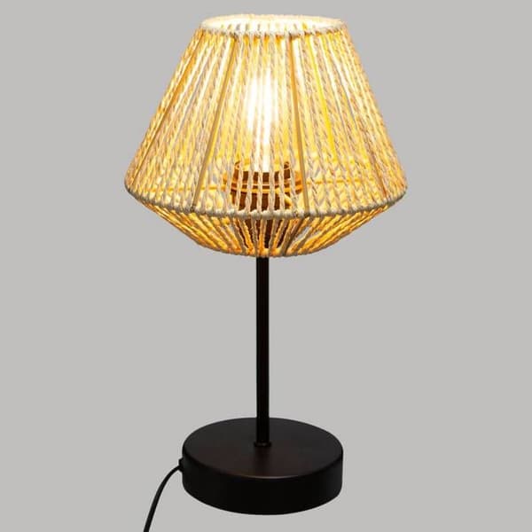 "Jily" lampa - svart och rep - metall H34 cm - Beige - Atmosphera inredningsarkitekt
