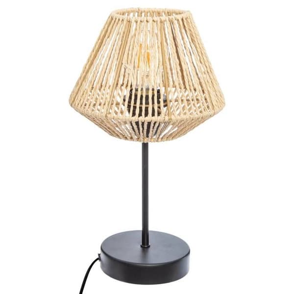 "Jily" lampa - svart och rep - metall H34 cm - Beige - Atmosphera inredningsarkitekt
