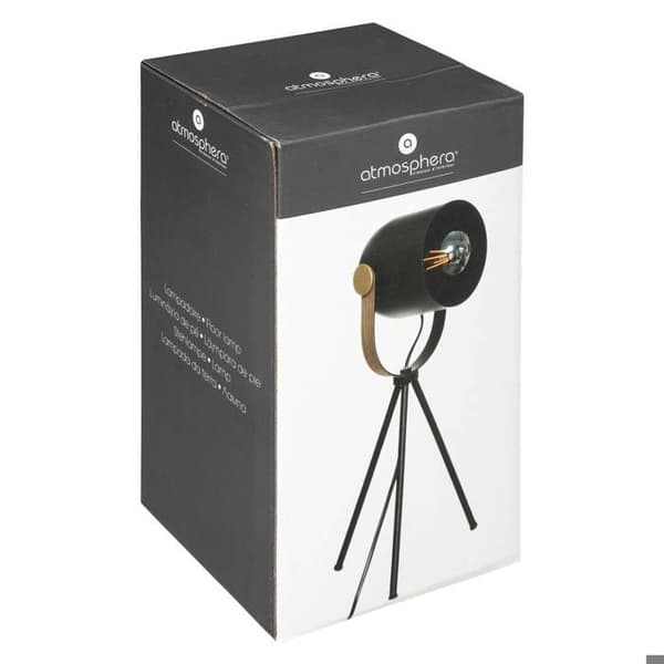 "Bil" stativlampa - svart - trä och guld - metall H45 cm - Svart - Atmosphera inredningsarkitekt