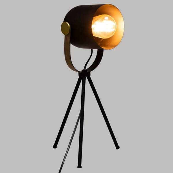 "Bil" stativlampa - svart - trä och guld - metall H45 cm - Svart - Atmosphera inredningsarkitekt