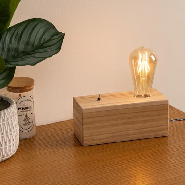 "Tibu" träbaslampa - Beige - Atmosphera inredningsarkitekt
