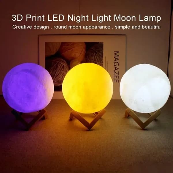 3D RGB Moon Lamp kaukosäätimellä | 15 valoa ja 4 tilaa Yölamppu 14cm