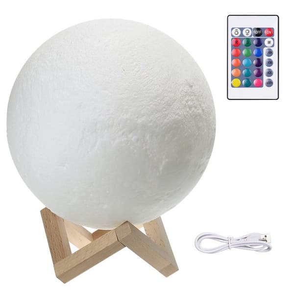 3D RGB månelampe med fjernbetjening | 15 lys og 4 tilstande Natlampe 14cm