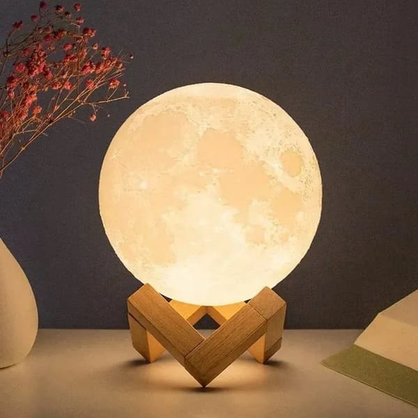 Ladattava 3D-yölamppu Moon Touch -toiminto | 3 väriä 8cm
