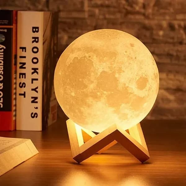 Ladattava 3D-yölamppu Moon Touch -toiminto | 3 väriä 8cm