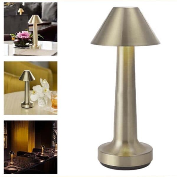 Retro Uppladdningsbar Bordslampa av Metall Dimmer Guld
