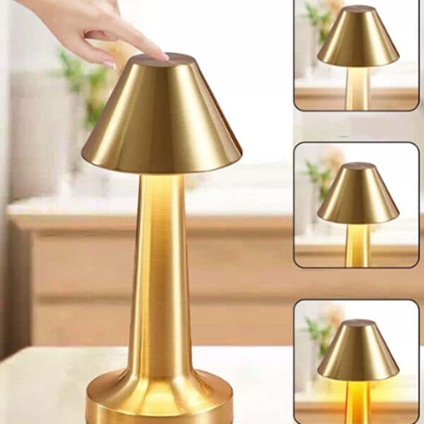 Retro Uppladdningsbar Bordslampa av Metall Dimmer Silver