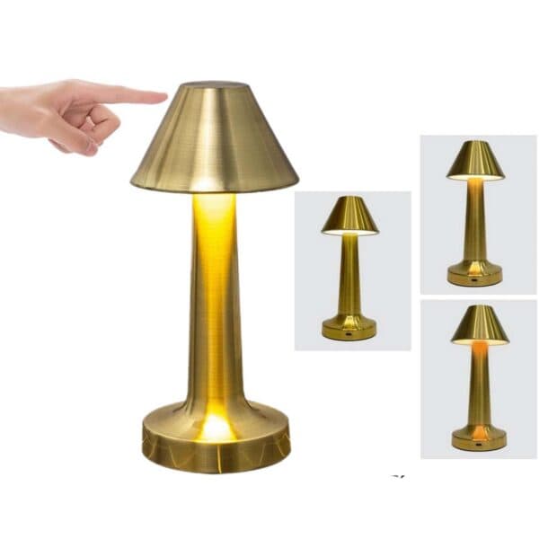 Retro Uppladdningsbar Bordslampa av Metall Dimmer Silver