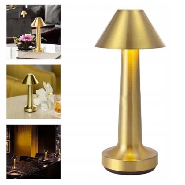 Retro Uppladdningsbar Bordslampa av Metall Dimmer Silver
