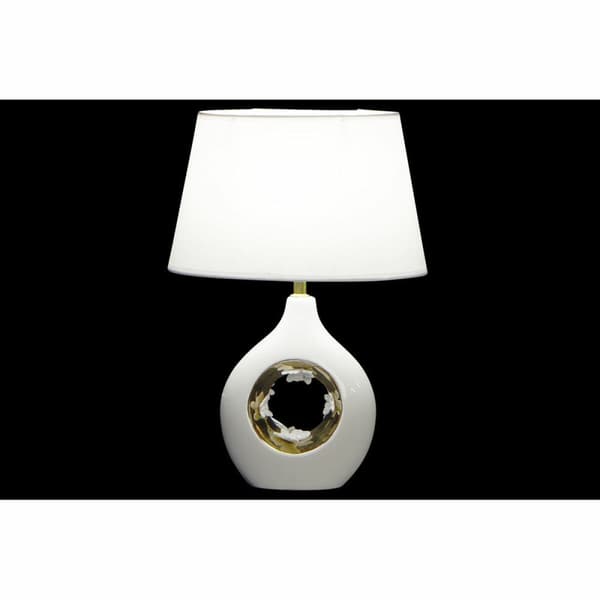 Bordlampe DKD Home Decor Hvit Sølv Polyester Porselen 220 V Gyllen 50 W (2 pcs) (31 x 21 x 45 cm)