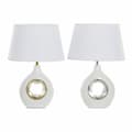 Pikkukuva 1 / 2: Pöytälamppu DKD Home Decor Valkoinen Hopea Polyesteri Posliini 220 V Kullattu 50 W (2 pcs) (31 x 21 x 45 cm)