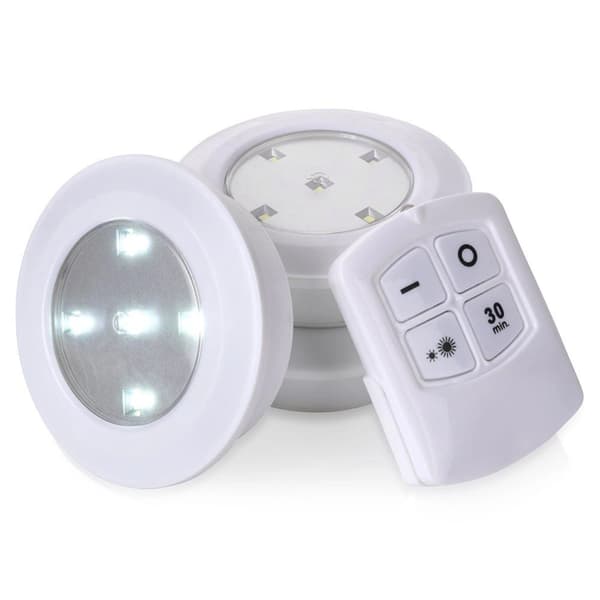LED natlampe med selvklæbende tape fjernbetjening 9,5 cm 3 stk.