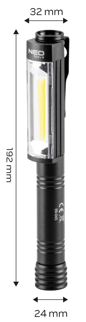 Batteridrevet inspektionslampe 400lm COB
