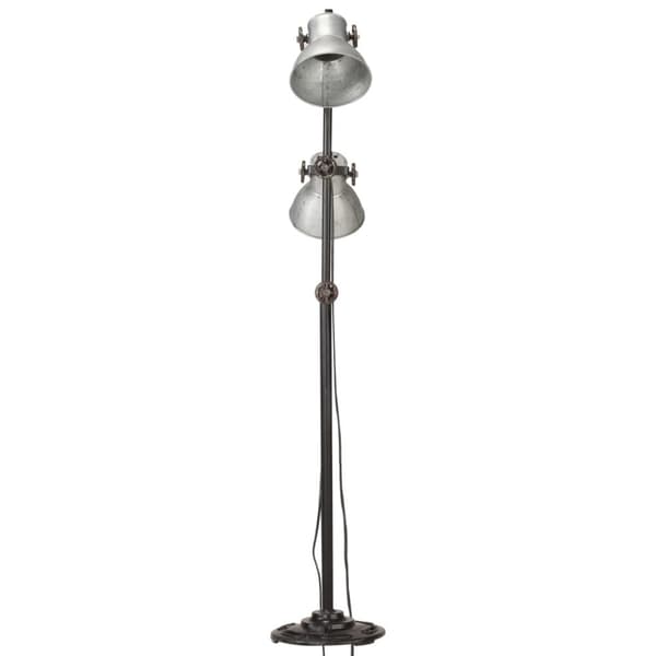 Golvlampa med 2 lampskärmar silver E27 gjutjärn